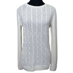 Talbots Womens Small Crew Neck  Cable Lambswool Sweater